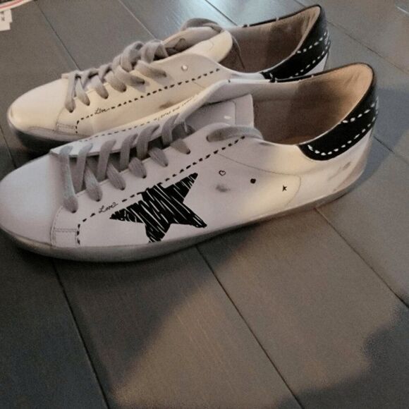 Golden Goose G448 Men\'s White Lace Up Low Top Flat Sneaker Shoes Size 42 main image 3